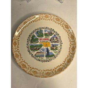 Oklahoma Vintage State Plate 9 Inches Ceramic